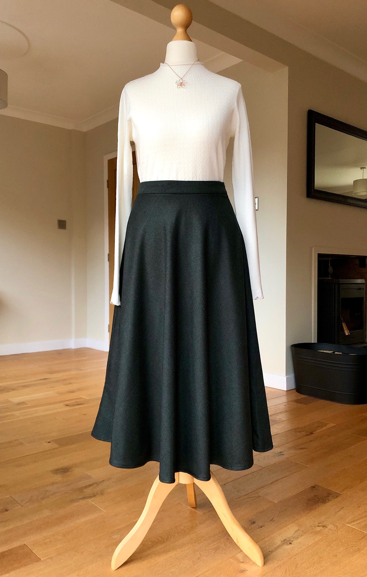 wool mini skirt navy