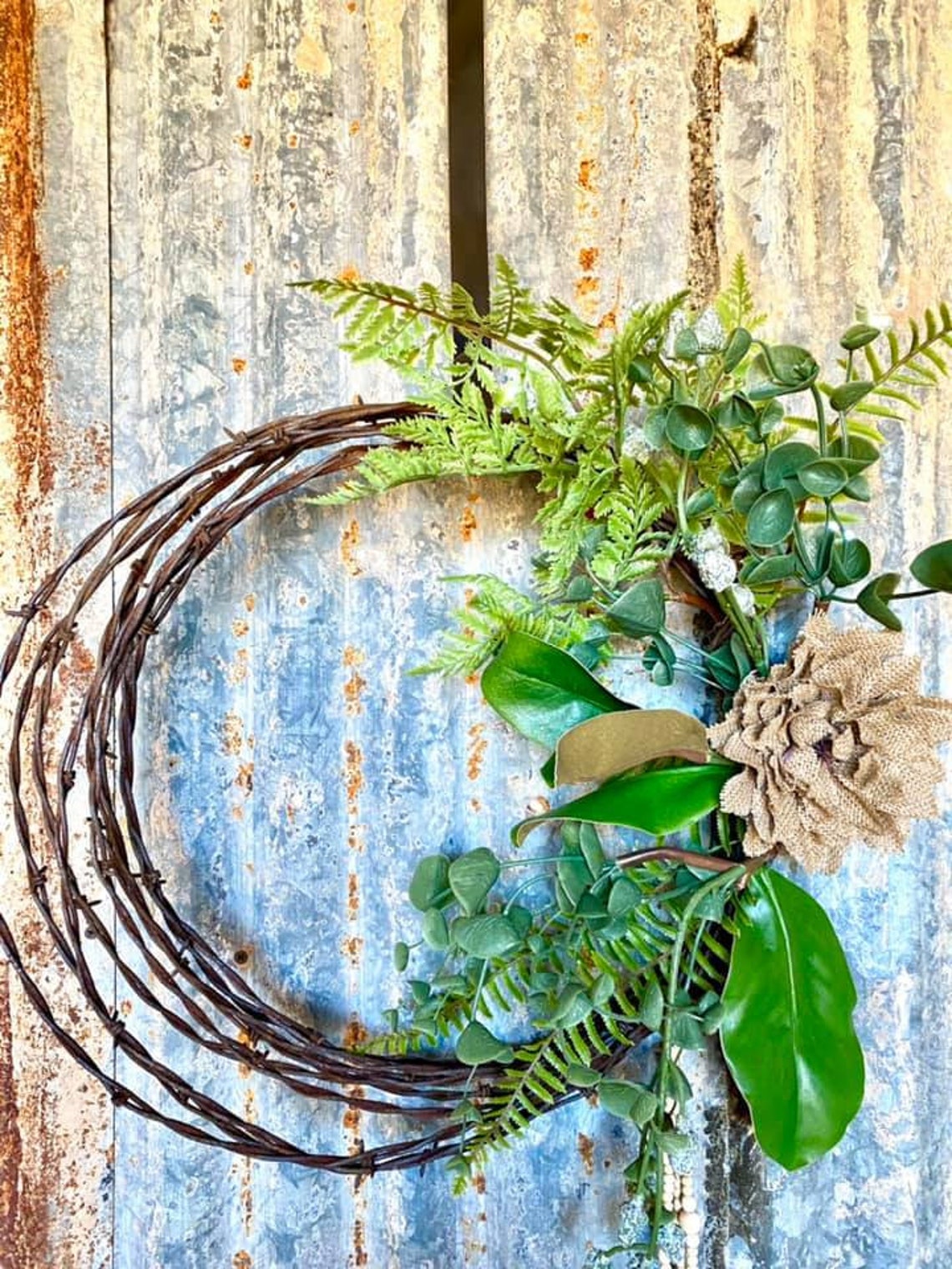 Barbed wire wreath farmhouse wreath rustic decor western | Etsy