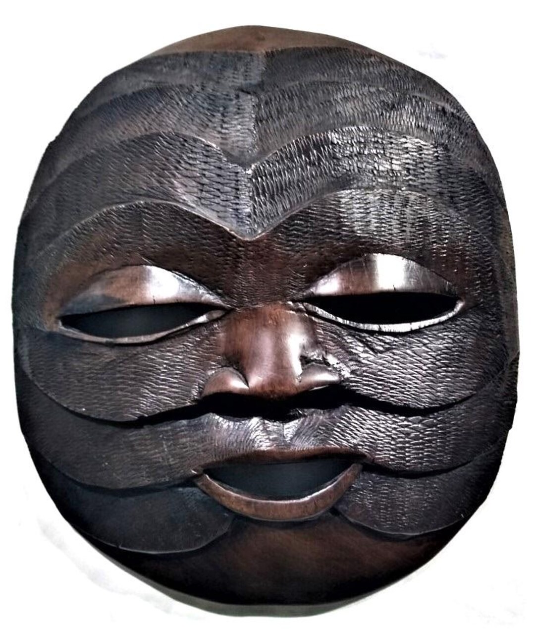 African Carved Ironwood Tribal Sun Mask 14