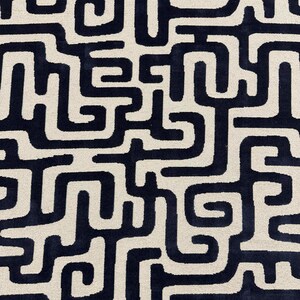 Contemporary Geo Maze Woven Medium/Heavy Weight Upholstery Fabric Blue 5 Yards