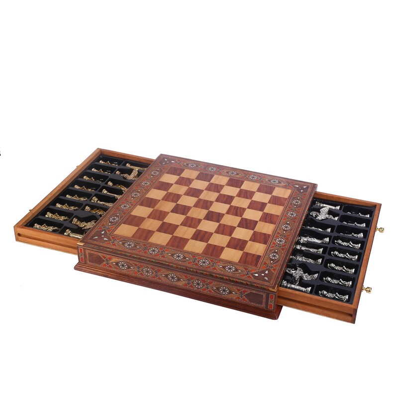 Natural Solid Wooden Chess Board With Original Pearl Around Etsy