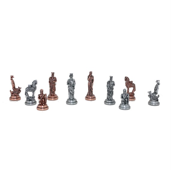 (Only 32 Pieces) Royal Medieval British Army Antique Copper Metal Handmade  Chess Pieces ( Without Board)