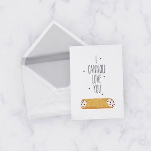 I Cannoli Love You PRINTBARE wenskaart, jubileum, liefde, Italiaans design, Rae Dunn geïnspireerd, download, cadeau voor hem, uniek, voedselwoordspelingen