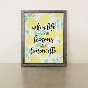 When life gives you lemons make limoncello PRINTABLE Sign, limone, kitchen sign, home decor, art print, Italian design, digital download image 3