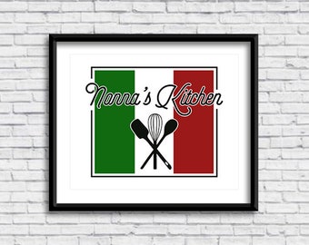 Nonna's Kitchen PRINTABLE Sign, family, gift, kitchen decor, gift for grandma, Italian design, famiglia, cucina, unique gift