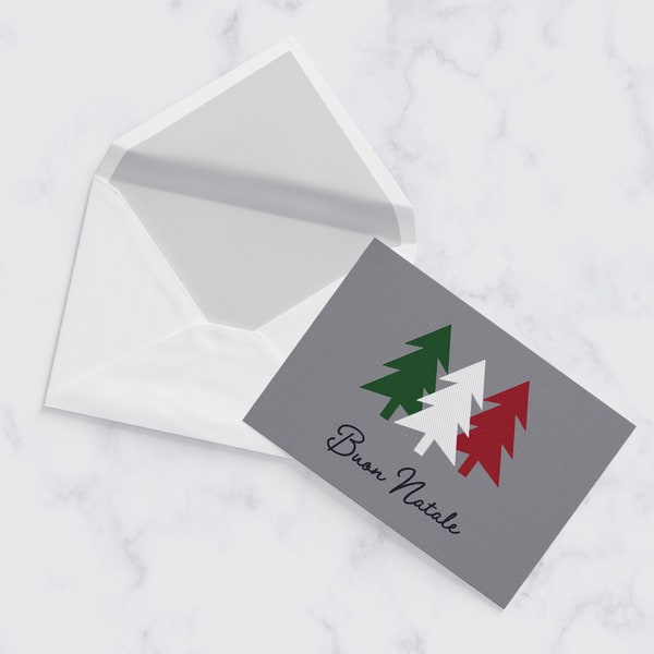 Buon Natale PRINTABLE Christmas card IN GRAY, Merry Christmas, Italian design, digital download, instant download