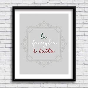 La Famiglia e Tutto PRINTABLE Sign, family is everything, phrase, sign, wall art, decor, print, Italian design, Italia, digital download