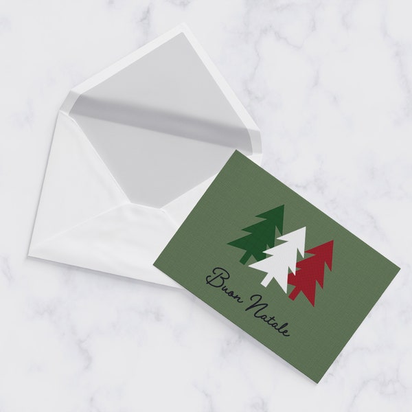 Buon Natale PRINTABLE Christmas card IN OLIVE, Merry Christmas, Italian design, digital download, instant download