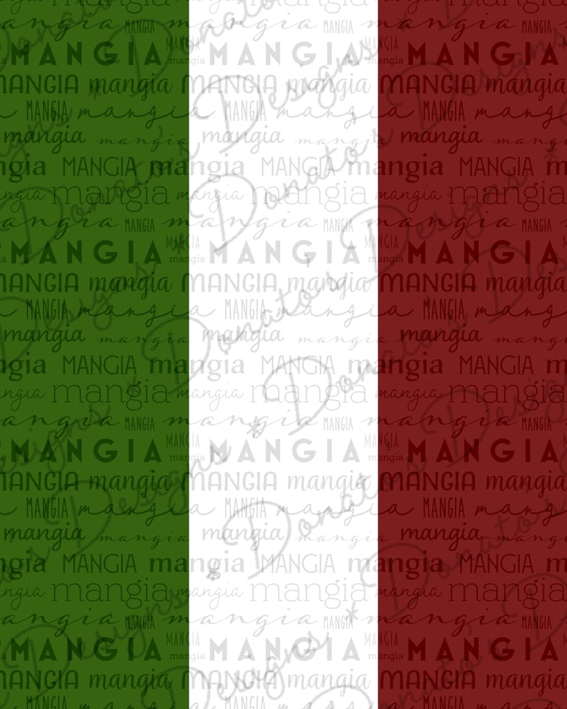 Mangia Pattern PRINTABLE Sign in Color, Eat, Kitchen Decor, Wall Art ...