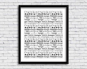 Mangia Kitchen DRUCKBARE Zeichen in Schwarz, Essen!, Italienisches Design, Italia, digitaler download, sofort download