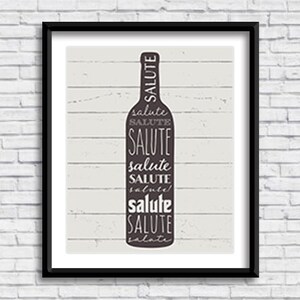 Kitchen &quot;Salute&quot; PRINTABLE Sign, wine bar sign, cheers, farmhouse, shiplap, Italian design, Italia, digital download, instant download
