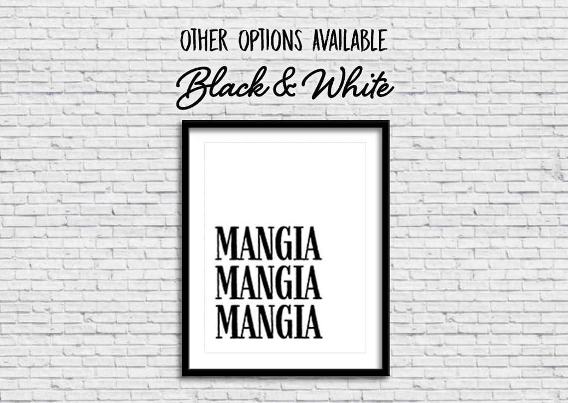 Kitchen Mangia PRINTABLE Sign in GRAY, Eat!, Cucina, Decor, Italian ...