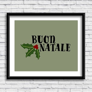 Buon Natale PRINTABLE Sign in GREEN, Merry Christmas, Holiday print, Italian decor, Italian design, Christmas decorations, Italia, download