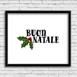 Buon Natale PRINTABLE Sign in WHITE, Merry Christmas, Holiday print, Italian decor, Italian design, Christmas decorations, Italia, download