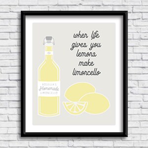 When life gives you lemons make limoncello PRINTABLE Sign, limone, kitchen sign, home decor, art print, Italian design, digital download