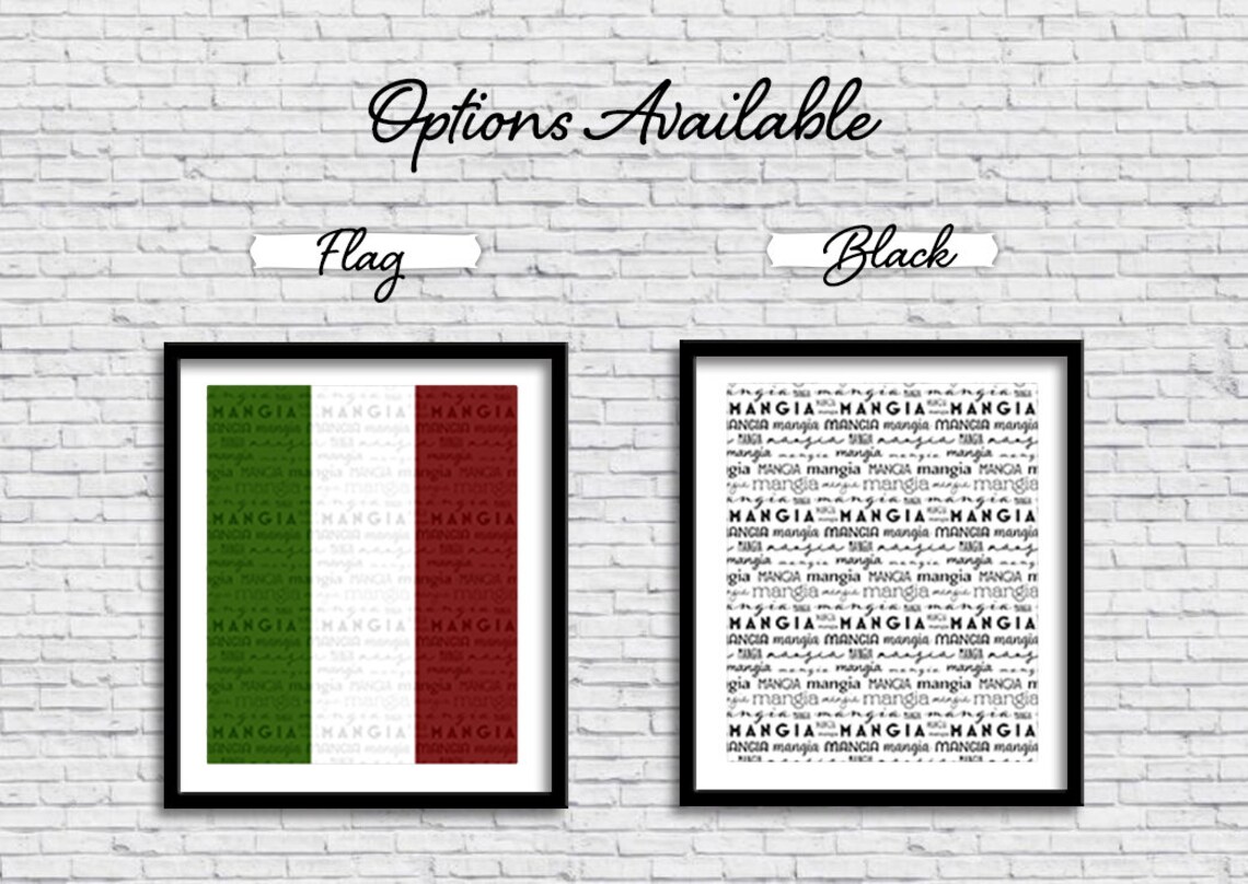 Mangia Pattern PRINTABLE Sign in Color, Eat, Kitchen Decor, Wall Art ...