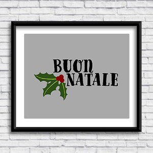 Buon Natale PRINTABLE Sign in GRAY, Merry Christmas, Holiday print, Italian decor, Italian design, Christmas decorations, Italia, download