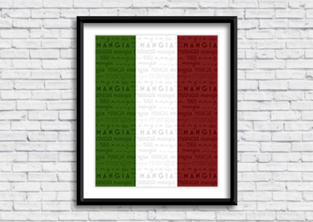 Mangia Pattern PRINTABLE Sign in Color, Eat, Kitchen Decor, Wall Art ...