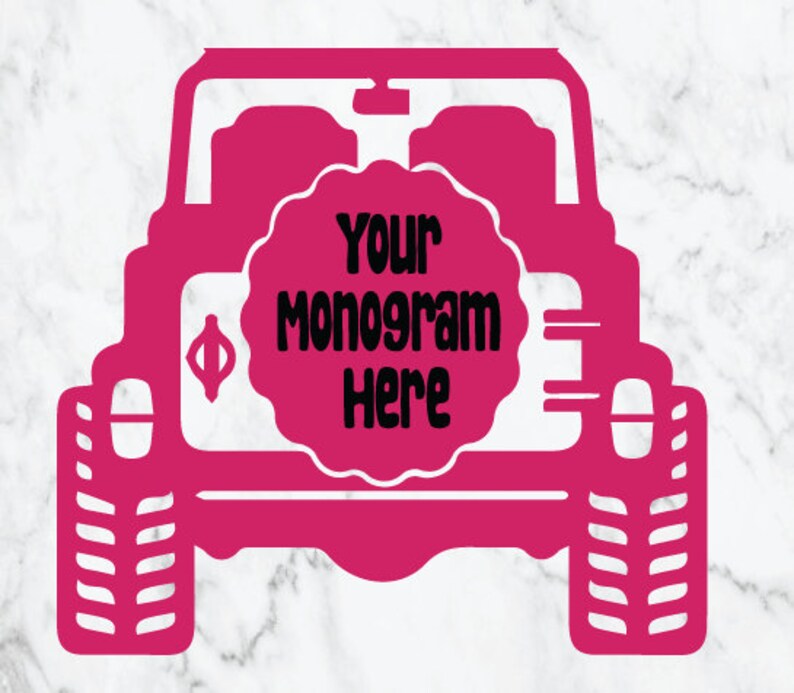 Monogram Vinyl Jeep Sticker Jeep Stickers Girly Jeep Etsy