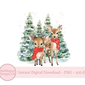 赤いクリスマス鹿 PNG、赤ちゃんクリスマス鹿、クリスマス ホリデー昇華、赤いスカーフを巻いたかわいい鹿、トナカイ、インスタント デジタル ダウンロード