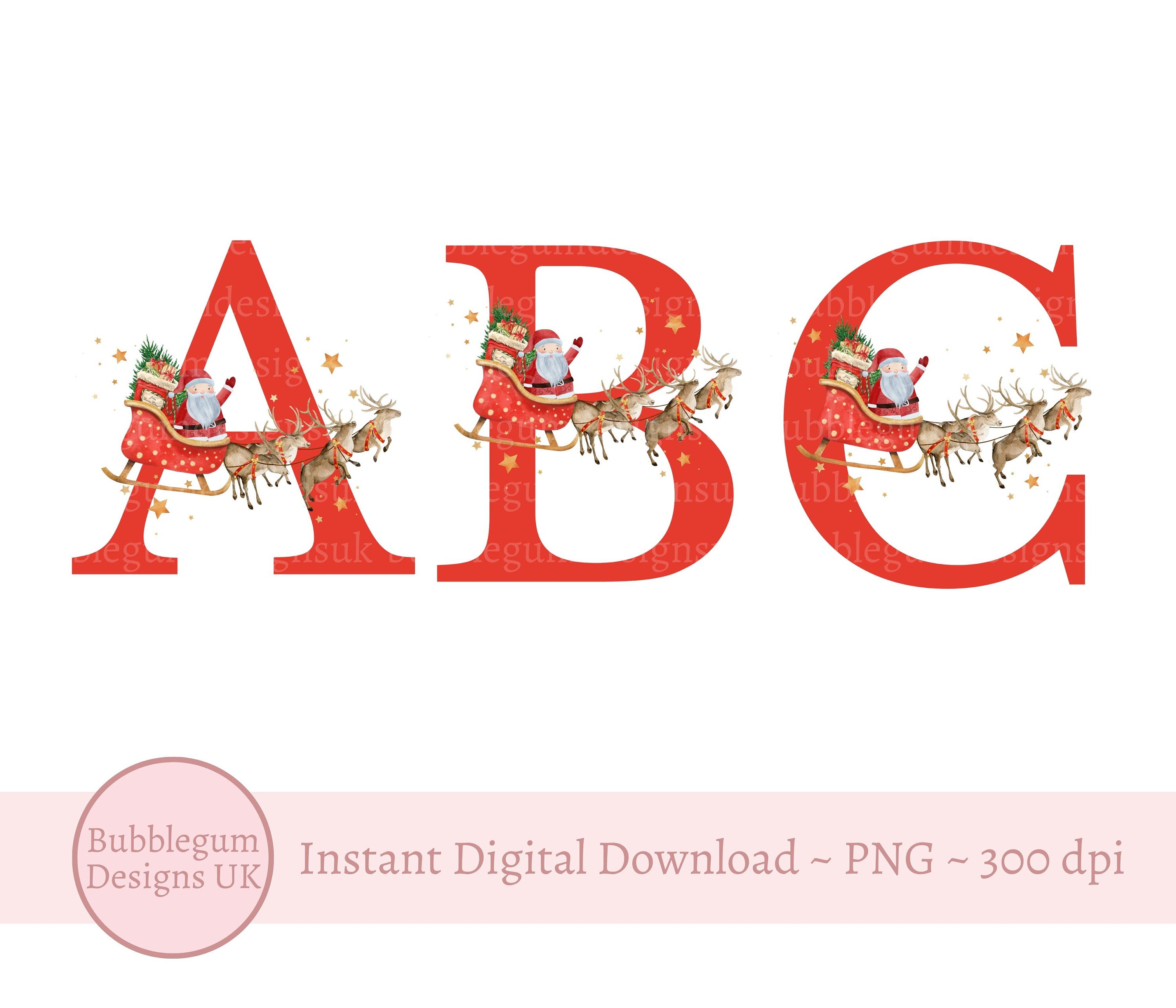 Letter R Sleigh Santa Sleigh Christmas Red Alphabet PNG, Christmas 26 Individual ...