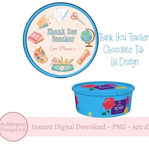 Design de tampa de pote de chocolate "Obrigado, Professor", PNG, Tampa de pote de chocolate para impressão, Adesivo de agradecimento ao professor, Download digital instantâneo