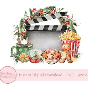 Noc Filmowa Bożonarodzeniowa PNG, Clipart Bożonarodzeniowy, Projekt Sublimacji Piżamy Bożonarodzeniowej, Gorące Kakao i Słodkie Przysmaki, Natychmiastowe Pobieranie Cyfrowe