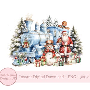 Diseño de sublimación de tren navideño del Polo Norte, PNG, diseño de camiseta para la primera Navidad, diseño de saco de Papá Noel, descarga digital instantánea