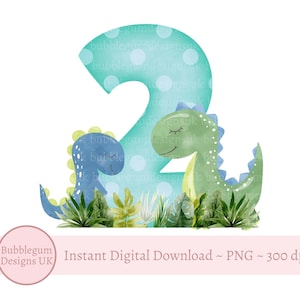 Dinosaurio azul 2.º cumpleaños PNG, Clipart de segundo cumpleaños de dinosaurio, Diseño de tarjeta de cumpleaños de dinosaurio, Sublimación de cumpleaños, Descarga digital instantánea