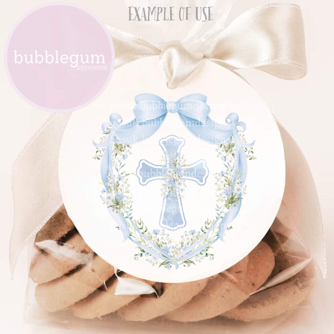 Blue Floral Cross Crest PNG, First Communion Sublimation Design, Holy ...