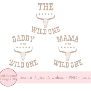 3 Set Rodeo Wild One PNG, Rodeo Birthday Sublimation Design, Family Party T Shirt Design, Mama, Daddy, The Wild One Instant Digital Download