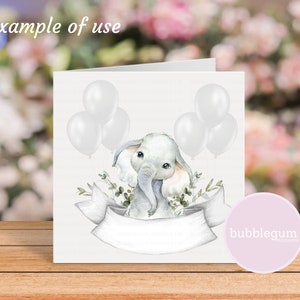 Baby Elephant Grey Balloons PNG, Elephant Sublimation Design, New Baby ...