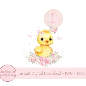 Eine Ente Ballon PNG, Ente 1. Geburtstag Sublimationsdesign, Gummi Ente Geburtstagsfeier Dekor, Gelbe Entenparty, Sofortiger digitaler Download