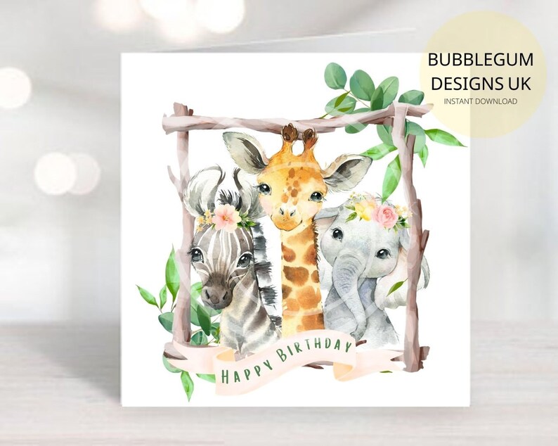 Baby Safari Animals in Wooden Frame PNG Watercolor Baby - Etsy Australia