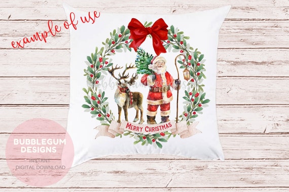 Vintage Rudolph, Merry Christmas, Throw Pillow