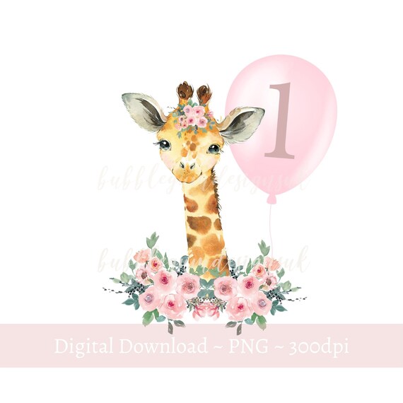 Bebe Girafe 1er Anniversaire Png Aquarelle Girafe Conception Etsy Canada