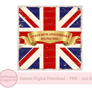 Union Jack Dia da Vitória PNG, Camiseta do 80º Aniversário do Dia da Vitória, Camiseta Patriótica, Sublimação de Caneca, Lembrança de Londres, Download Digital Instantâneo