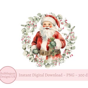 Christmas Santa-krans PNG, kerstman sublimatie, Jolly Santa, Christmas Santa Sack Design, Santa clipart, instant digitale download