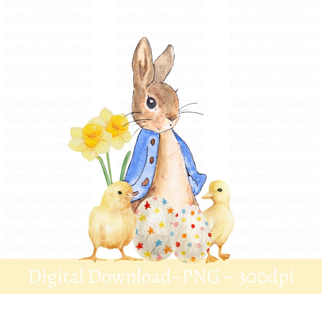 Peter Rabbit and Chicks Easter PNG Sublimation Design Easter Etsy