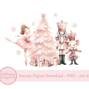 Schiaccianoci Ballerina Albero PNG, Design di sublimazione dello Schiaccianoci, Design del sacco di Babbo Natale, Pallina di Natale, Cartolina di Natale, Download digitale istantaneo