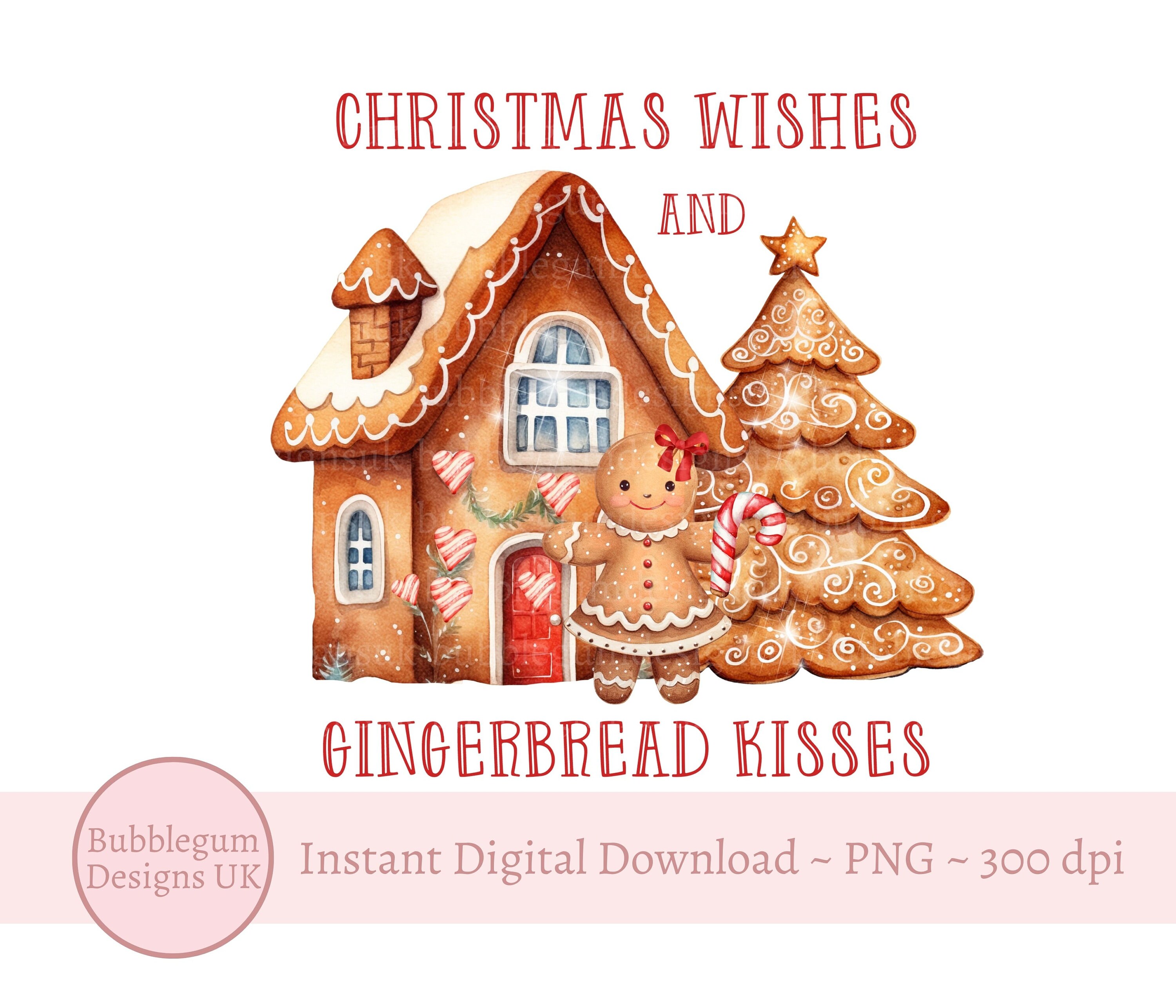 Casa de galletas de jengibre PNG, deseos navideños y besos de jengibre,  sublimación de taza navideña, niña de jengibre, descarga digital  instantánea - Etsy México, image size:3000x2571