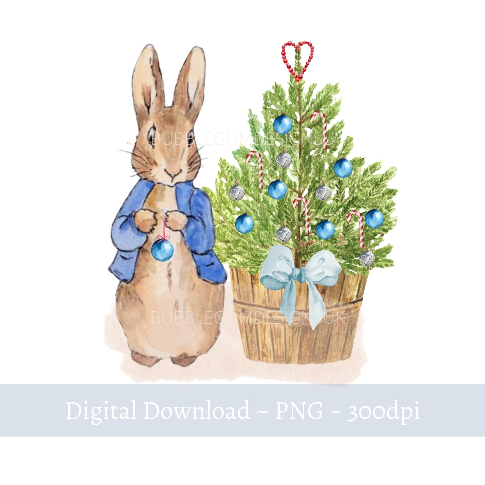 Peter Rabbit Blue Christmas Tree PNG Peter Rabbit Sublimation Etsy UK