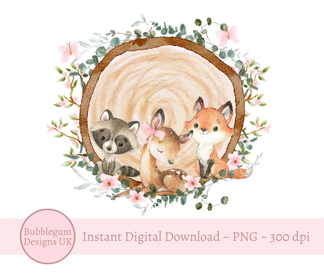 Woodland Baby Animals Log Slice, Woodland Baby Shower PNG, Woodland  Clipart, Woodland Birthday Sublimation Design, Instant Digital Download 