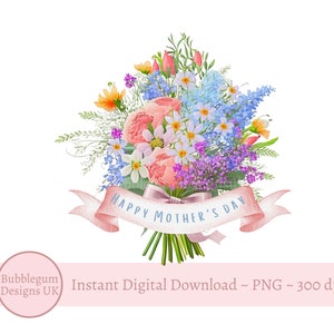 Happy Mother's Day bloemenboeket PNG, Moederdagkaartontwerp, Moederdag sublimatieontwerp, moeder, bloemen, instant digitale download