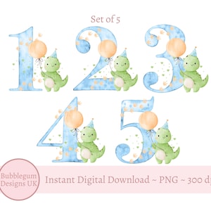 Bleu anniversaire dinosaure 1-5 ans Bundle Sublimation Designs, PNG, Sublimation de dinosaure, dessins de tee d'anniversaire garçon, téléchargement immédiat