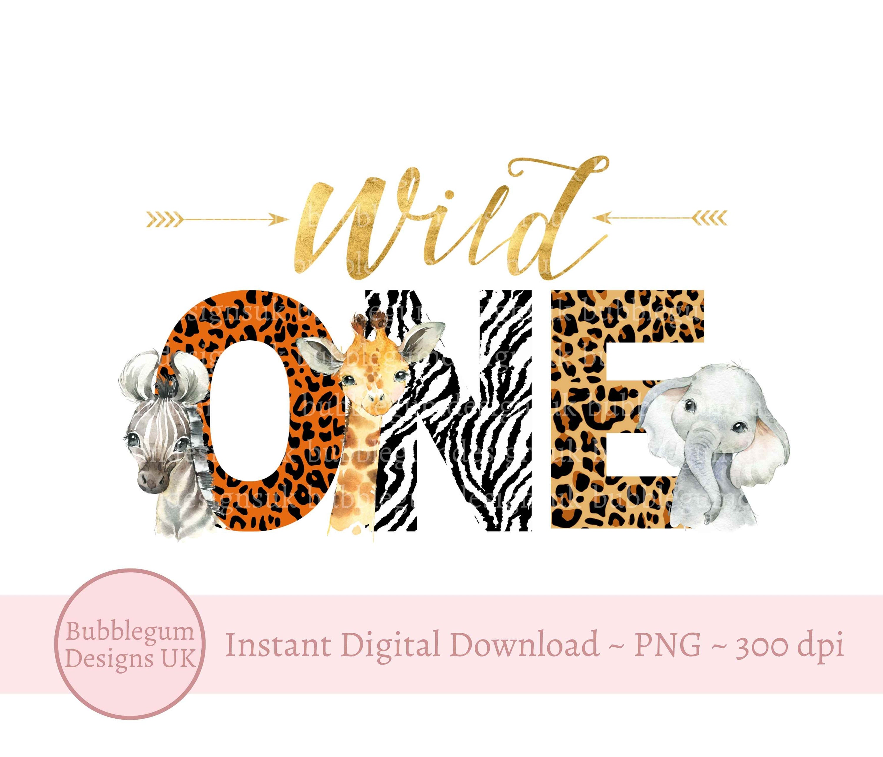 Wild One Baby Safari Animals PNG Watercolor Baby Animals T - Etsy Australia