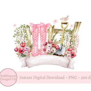Banner em branco Rosa Wellies Jardim PNG, Design de sublimação de jardinagem, Jardim de primavera, Cartão de dia das mães, Cartão de aniversário, Download digital instantâneo