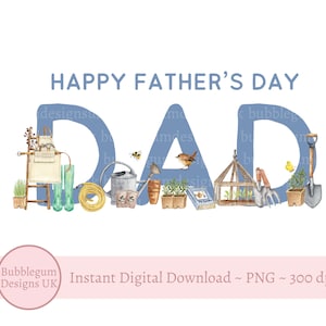 Feliz día del padre, papá: jardinería, plantas, jardinero, PNG, papá, diseño de tarjeta del día del padre, diseño de sublimación, descarga digital instantánea,