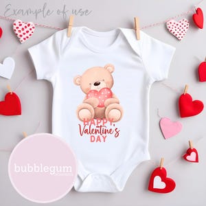 Happy Valentine's Day Teddy Bear PNG, Baby's First Valentine Sublimation, Love Heart Bear, Kids Valentine Card, Instant Digital Download