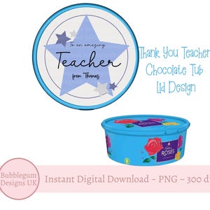 Design de tampa de pote de chocolate "Obrigado, Professor", PNG, Tampa de pote de chocolate para impressão, Adesivo de agradecimento ao professor, Download digital instantâneo